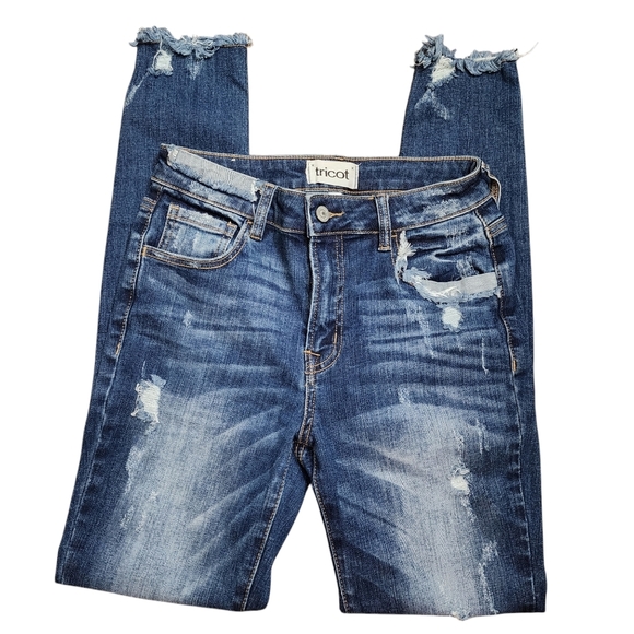 Tricot Distressed Blue Denim Jeans - Picture 3 of 6
